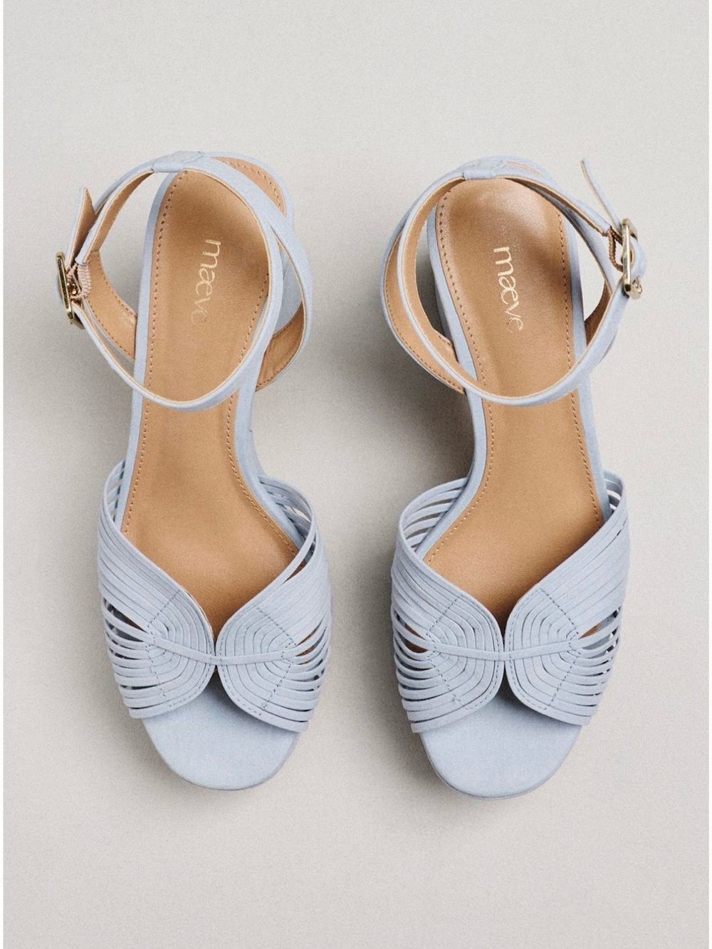 NWT Anthropologie Maeve Lorelei Platform Heeled Sandals in Blue Suede Size: 36 - Picture 3 of 4